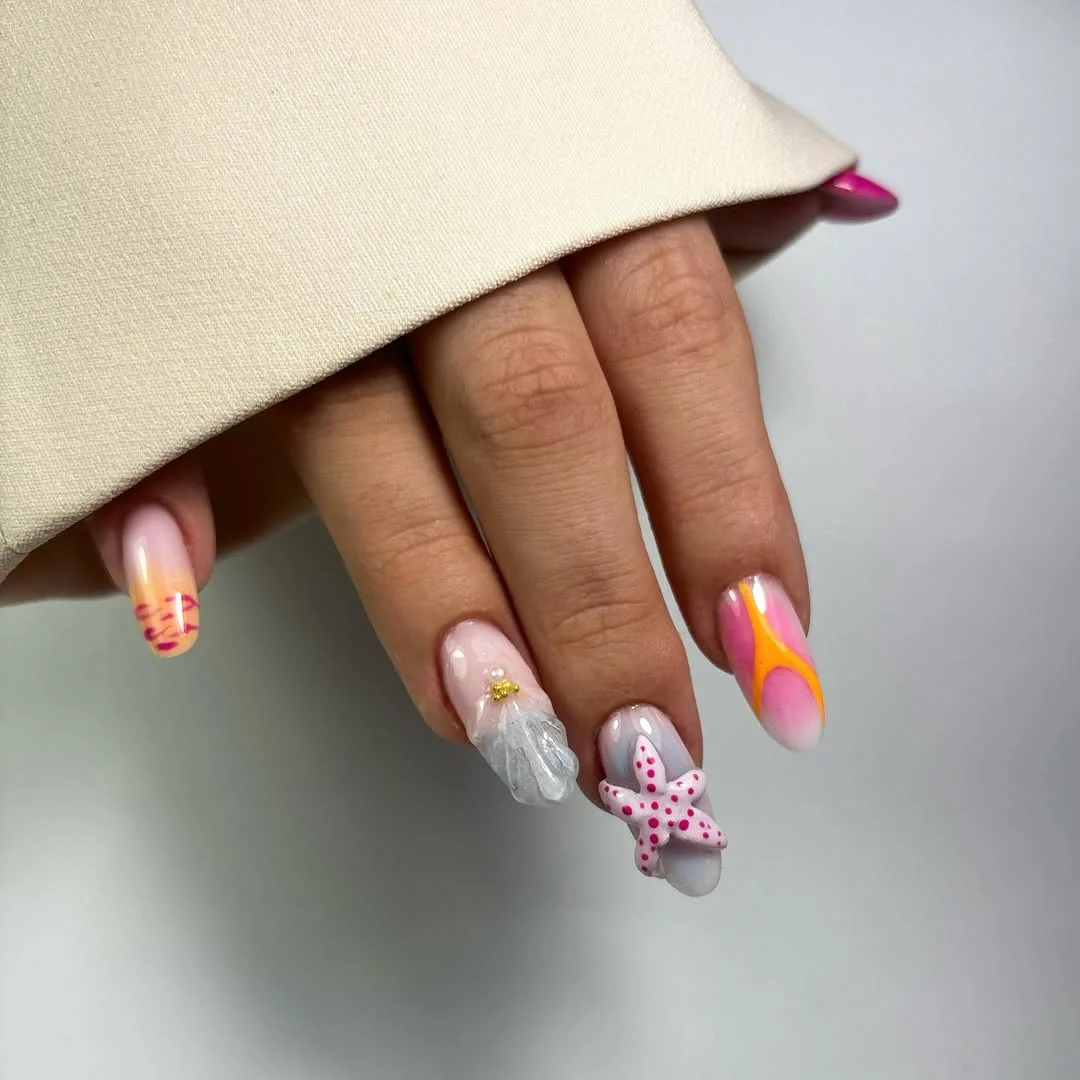 trendy summer nails 2026 Playful Tropical Art Nails with a Vacation Mood