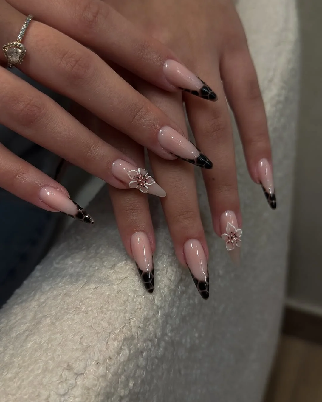 trendy summer nails 2026 Soft Nude French Tips with a Dark Romantic Twist