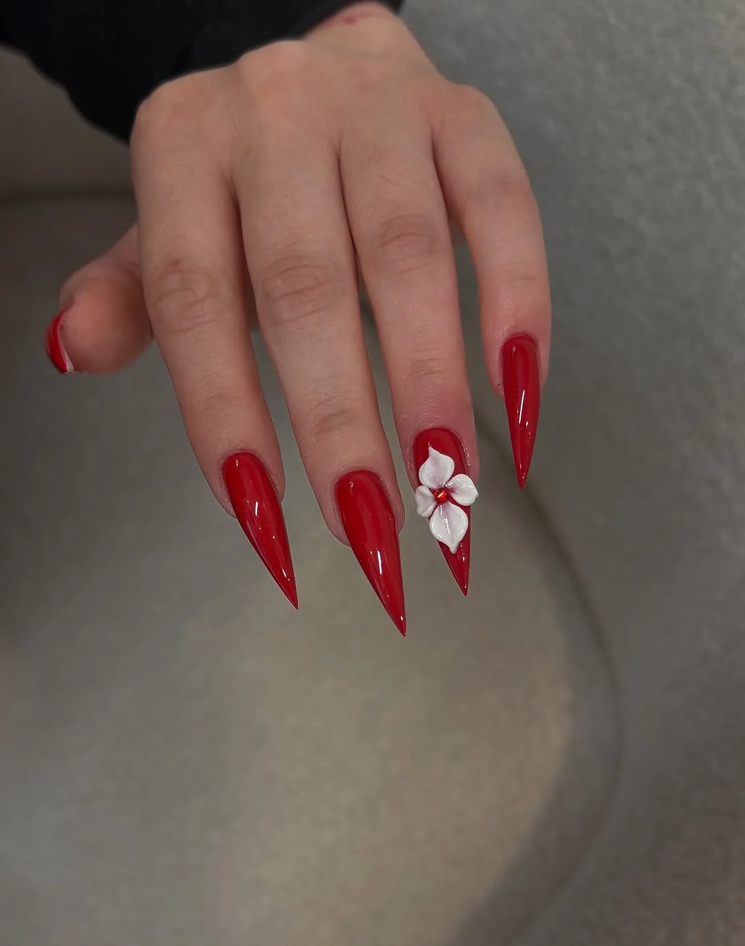 trendy summer nails 2026 Glossy Cherry Red Stiletto Nails That Never Miss