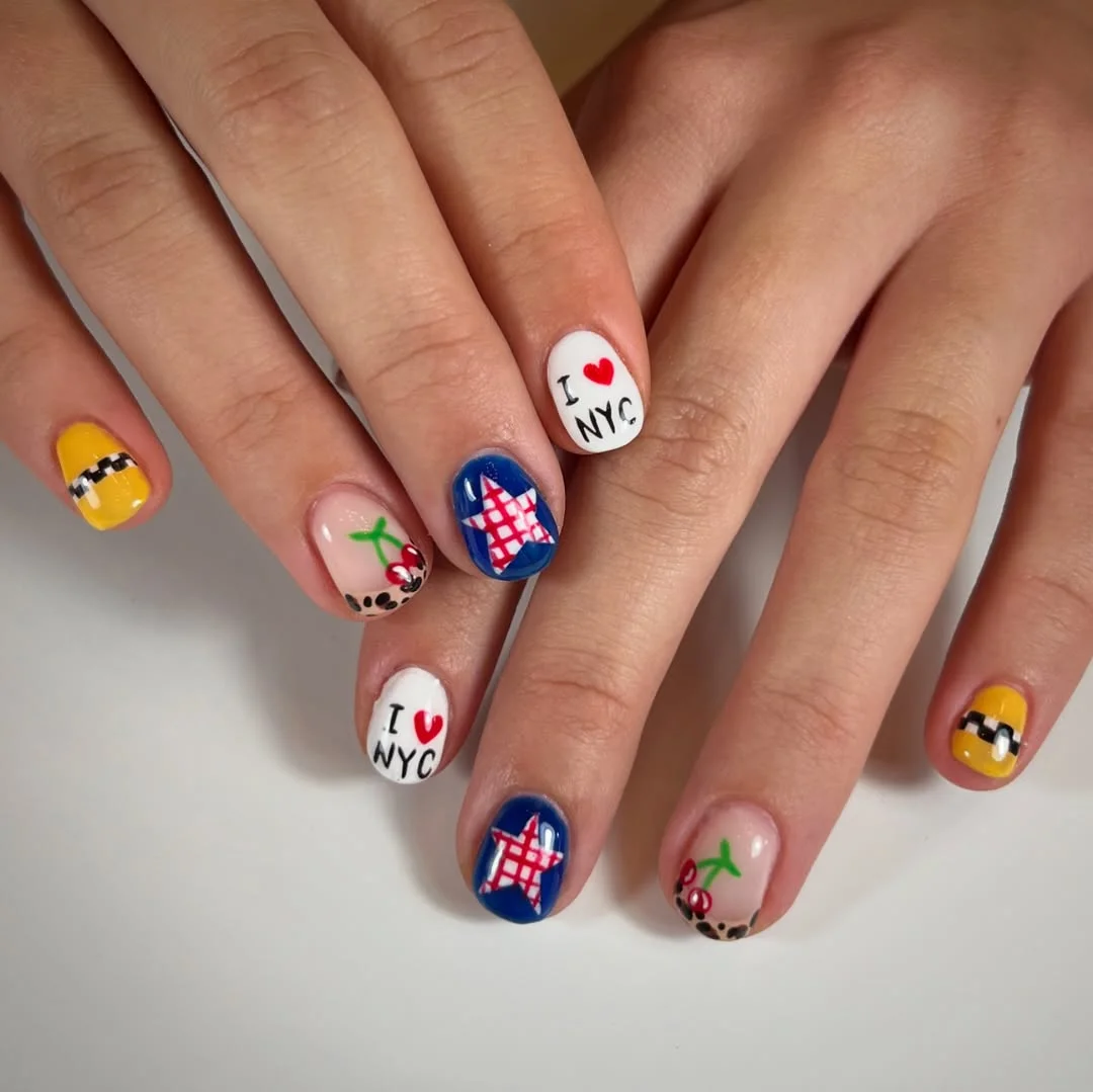 usa nails 2026 New York City Inspired Patriotic Pop Art