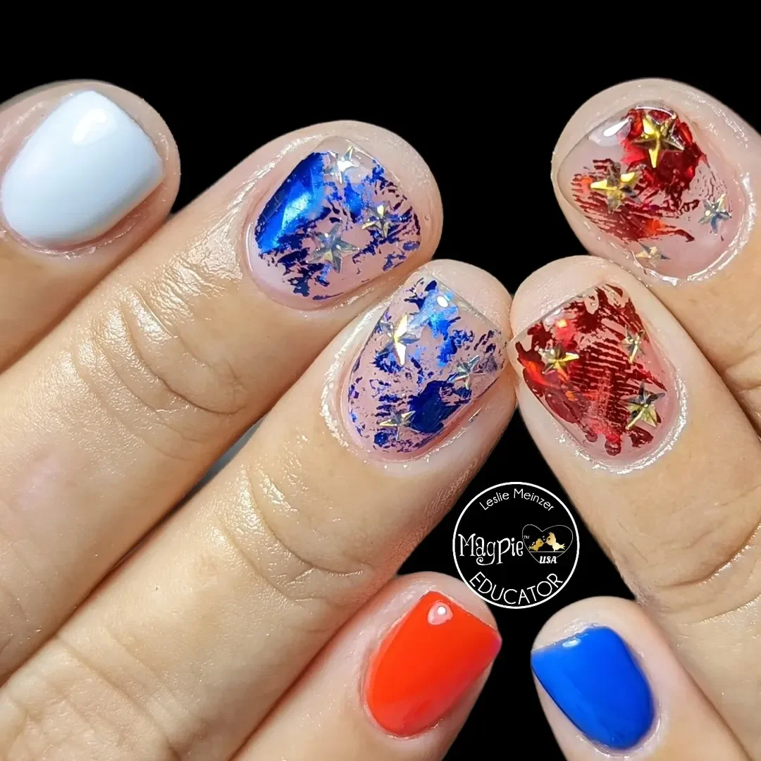 usa nails 2026 Foil Fireworks With Modern Celebration Energy